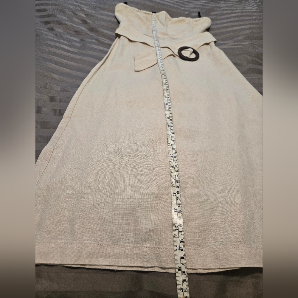Forever 21 Cream Strapless Linen Midi Dress with Belt. Size S. - Picture 6 of 11